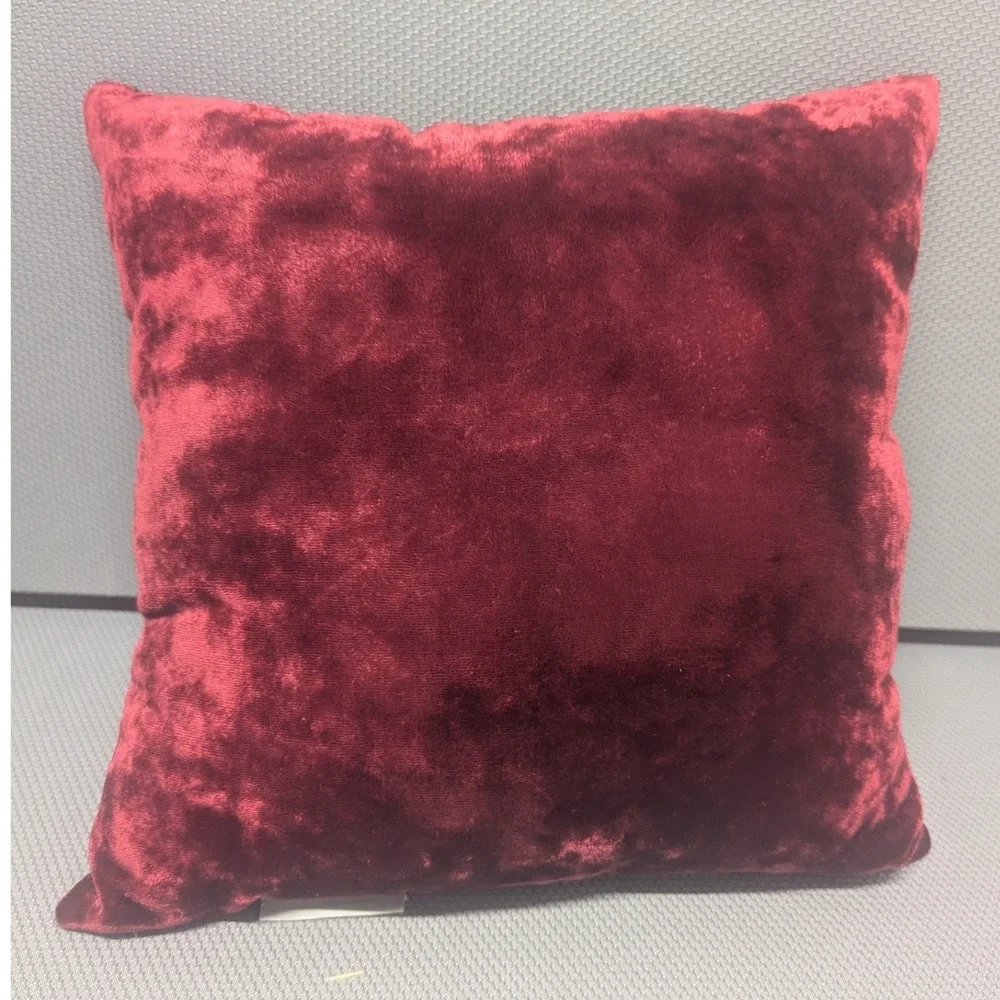 VTG Pottery Barn Red Velvet Christmas Reindeer Bead Sequin Throw Pillow Holiday